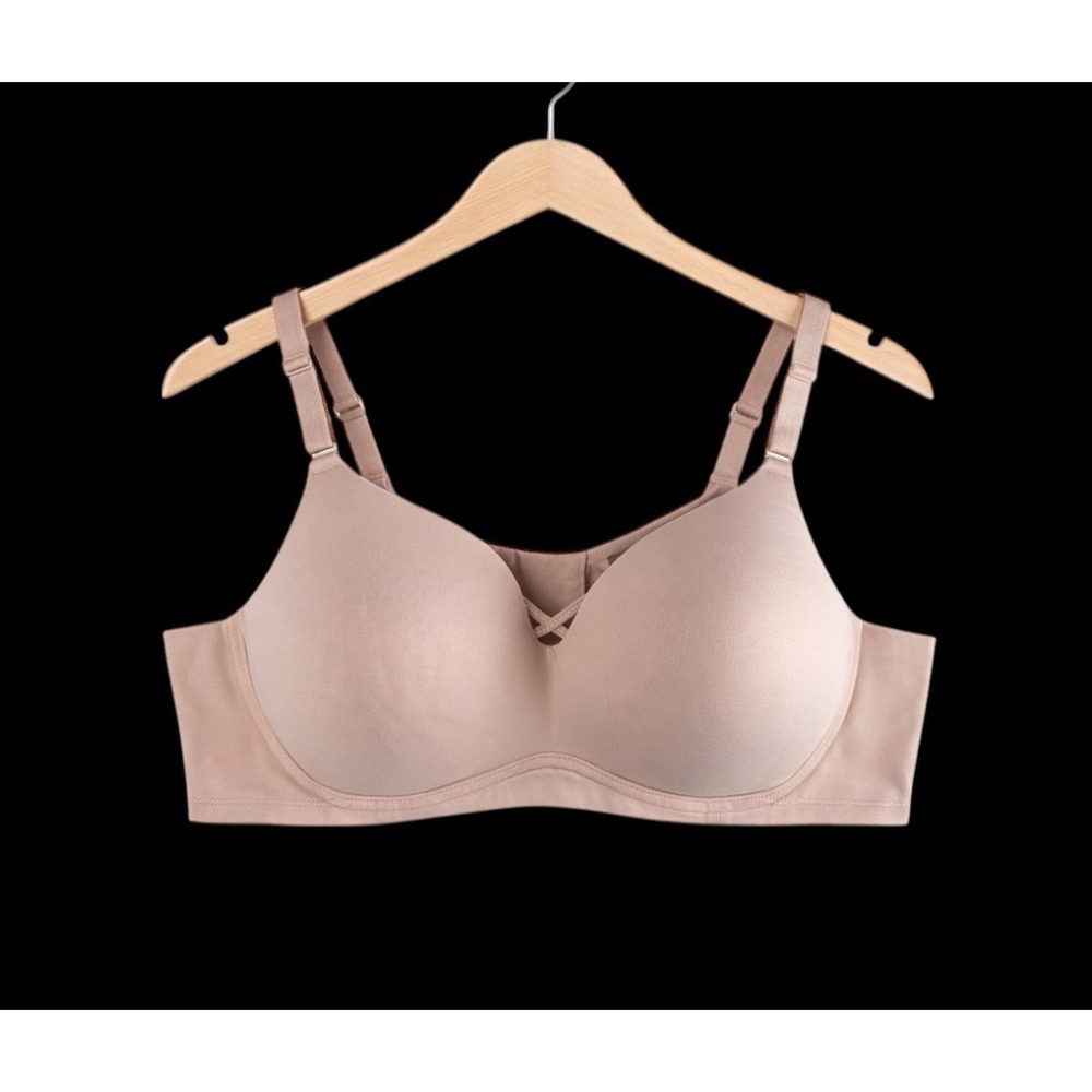 Torrid Curves Beige Nude Wirefree Bra Lined Full Coverage Support Size 44D‎